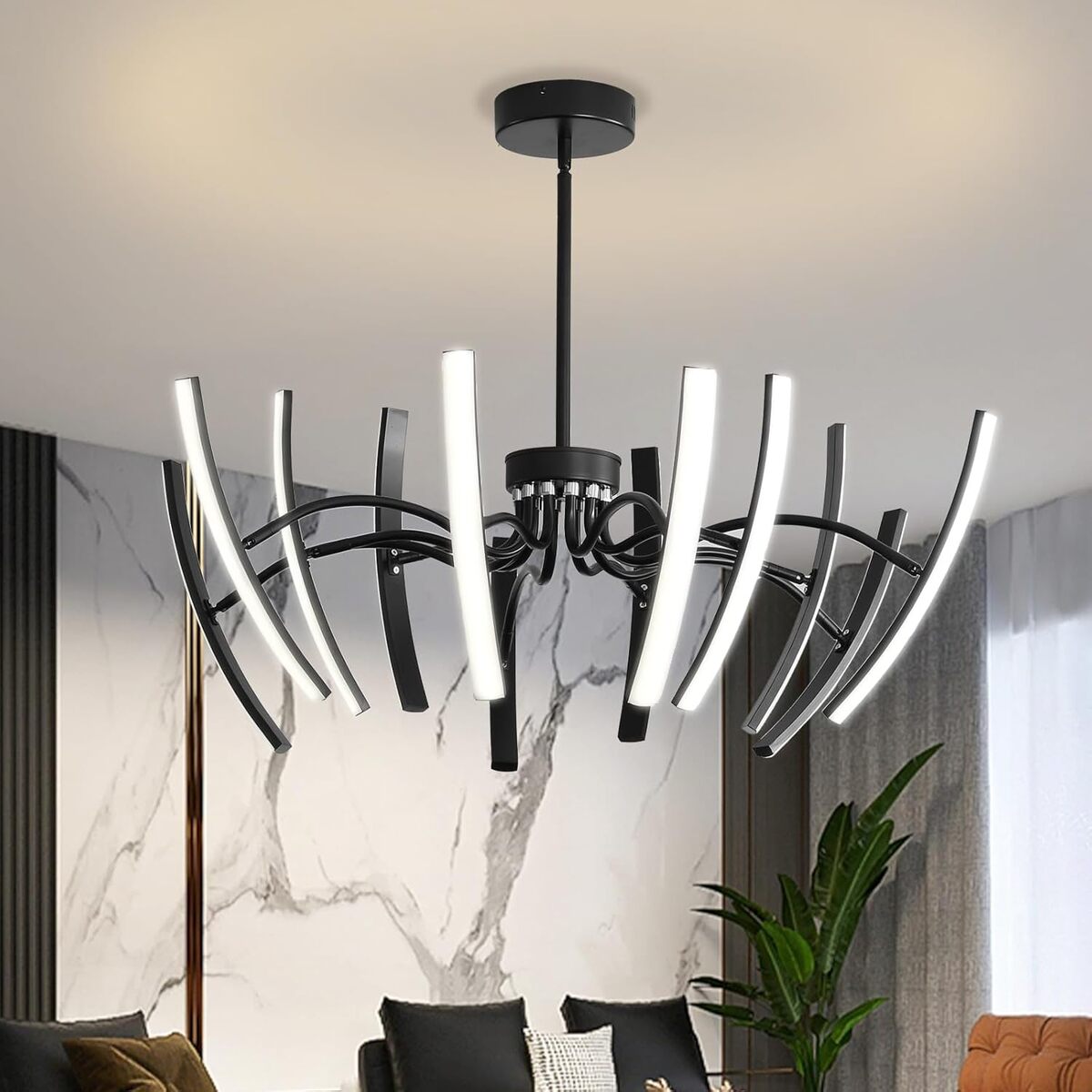Avis sur le lustre plafonnier LED rotatif noir 120W