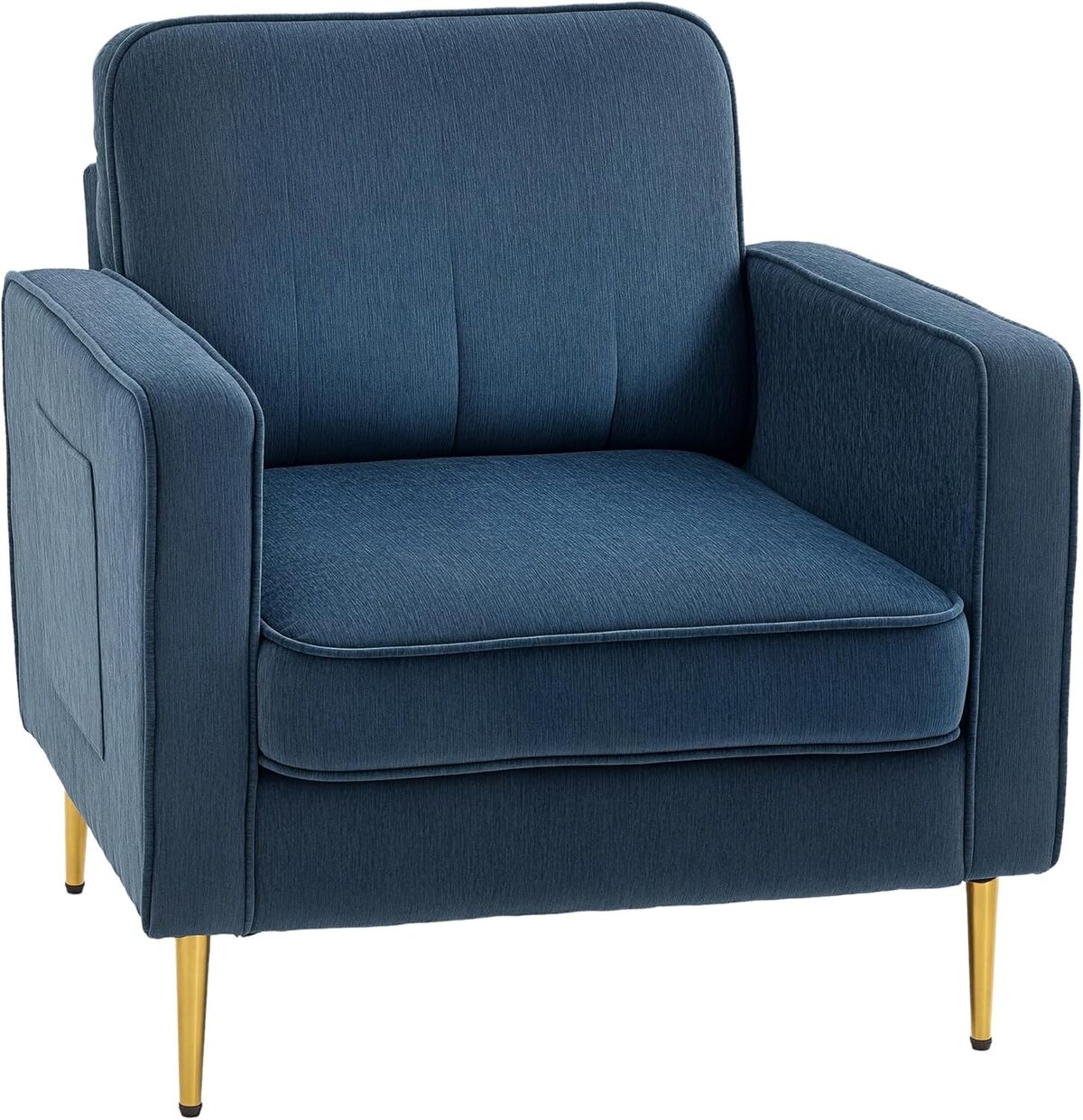 Test : fauteuil salon HOMCOM bleu avec pieds dorés et pochettes