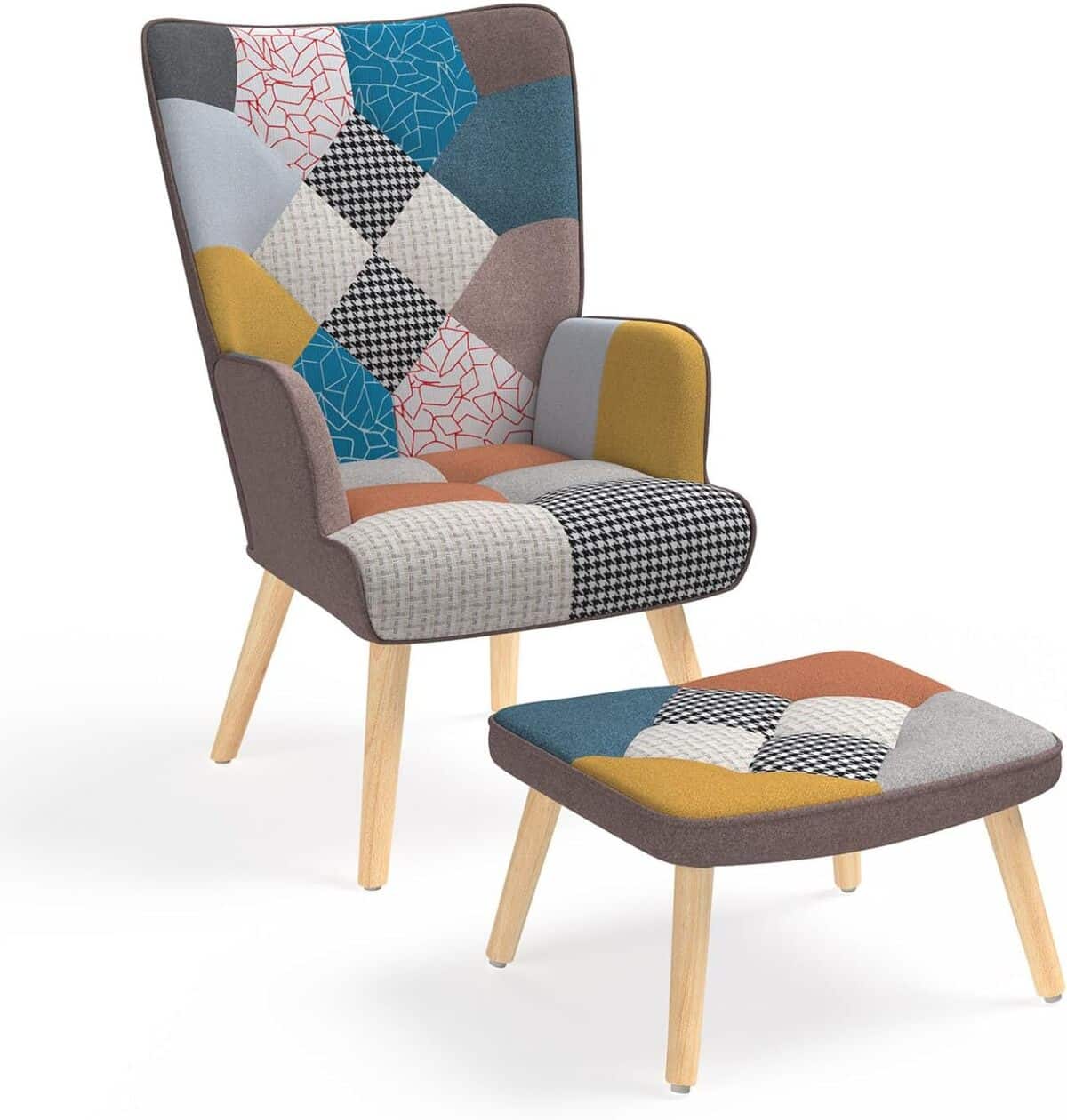 Test fauteuil scandinave Ivar IDMarket : confort patchwork multicolore