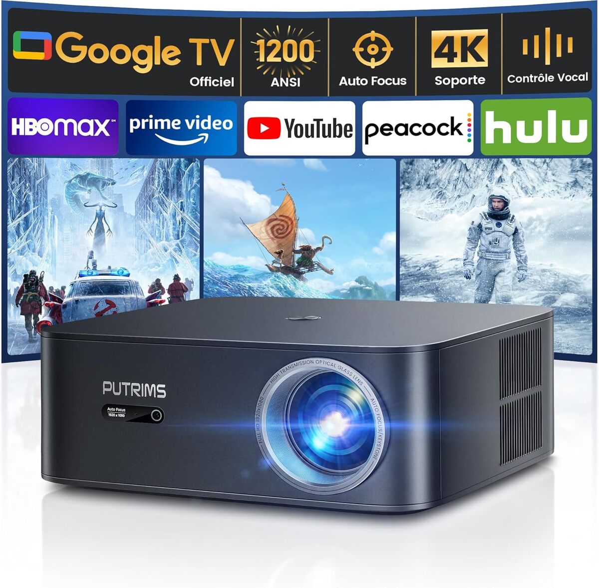 Test : vidéoprojecteur 4K Google TV 1200 ANSI Netflix officiel