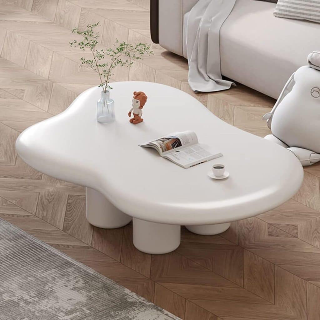 Avis sur la table basse moderne Tauiane en bois nuage blanc