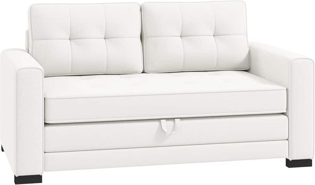 Test : canapé convertible 2 places HOMCOM en tissu effet lin blanc