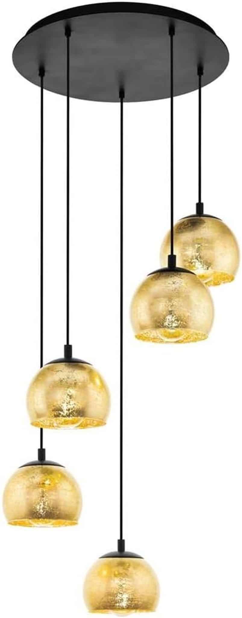 Test du luminaire Alabraccin Eglo à 5 flammes : design noir et doré élégant