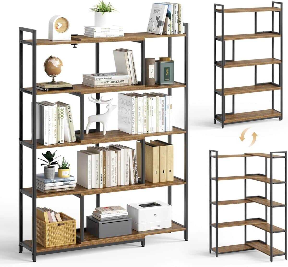 Test : mondeer bibliothèque à 5 niveaux, style industriel et largeur ajustable