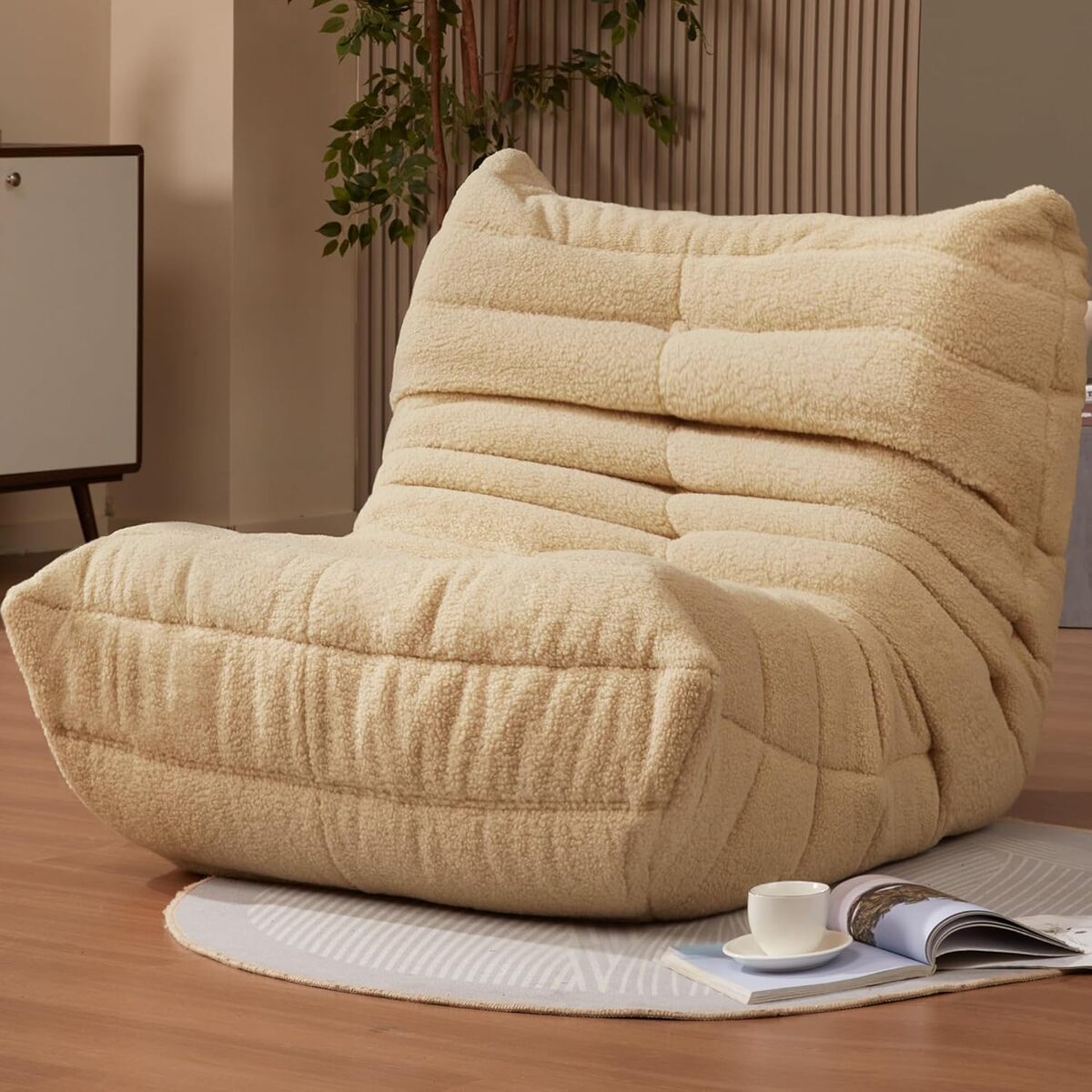 Test : pouf poire géant mousse à mémoire de forme (ours marron)