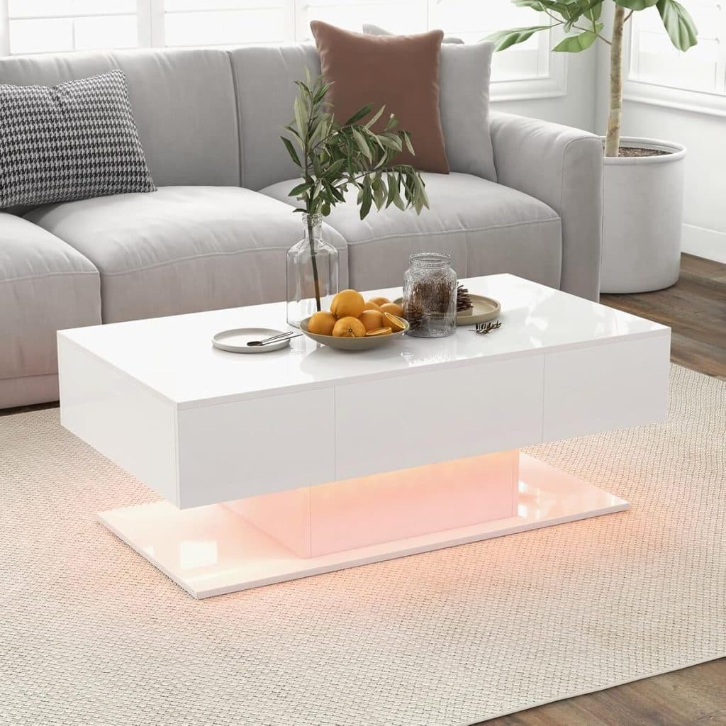 Test : table basse LED Goplus, design moderne avec rangement