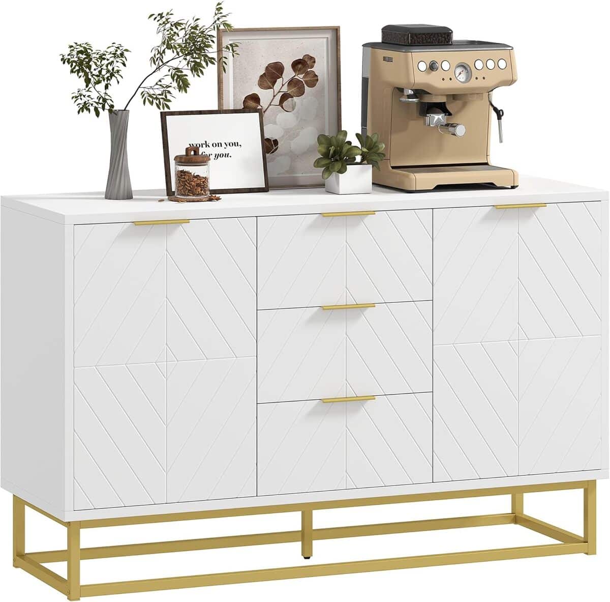 Test : buffet contemporain HOMCOM en métal et bois blanc