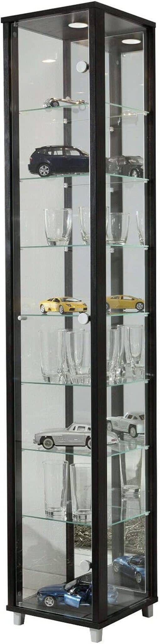 Test : vitrine de collection LED avec étagères en verre 172 cm