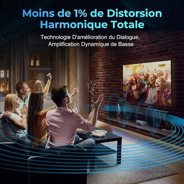 OXS S3 Barre de Son pour TV, Audio Home Cinéma avec Bluetooth 5.0, Basses Dynamiques, Son Ambiant 3D, Amélioration du Dialogue, compatible AUX/Optical/Coaxial, Modes Sonores Multiples, Fixation Murale