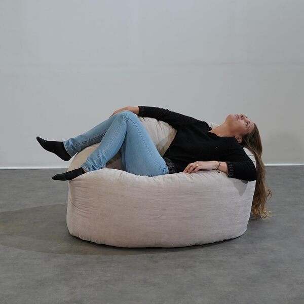 Bananair - Pouf Poire Géant Velours Côtelé, Fabriqué en France - Fauteuil Pouf XXL Remplissage Mousse, Généreusement Rembourré, 100% Confort & Douceur, Idéal Salon, Chambre Adulte, Ado (100 cm, Beige)