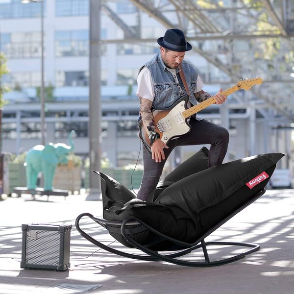 Pouf Poire Fatboy Original - Nylon Bean Bag Chair - Pouf Chambre Ado - Pouf Poire Adulte avec Remplissage - XXL Pouf Interieur - 180 x 140cm - Noir