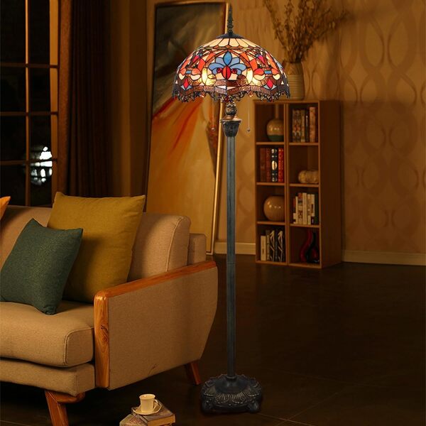 Gweat 16 pouces Continental Tiffany Lighting Salon Escalier Chambre Salle à manger Bar pastorale Creative personnalité de la mode décorative Lampadaire [Classe énergétique A+]