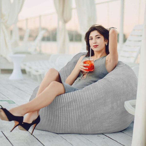 DreamRoots Pouf Poire 80x80x120 cm - Fauteuil Pouf Adulte, Adolescent ou Enfant - Bean Bag Velours Côtelé pour Salon & Chambre