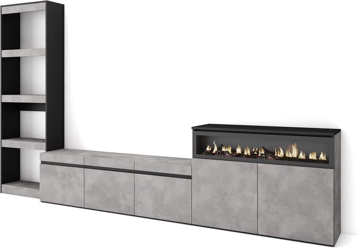 Avis : ensemble meuble TV Skraut Home avec cheminée électrique