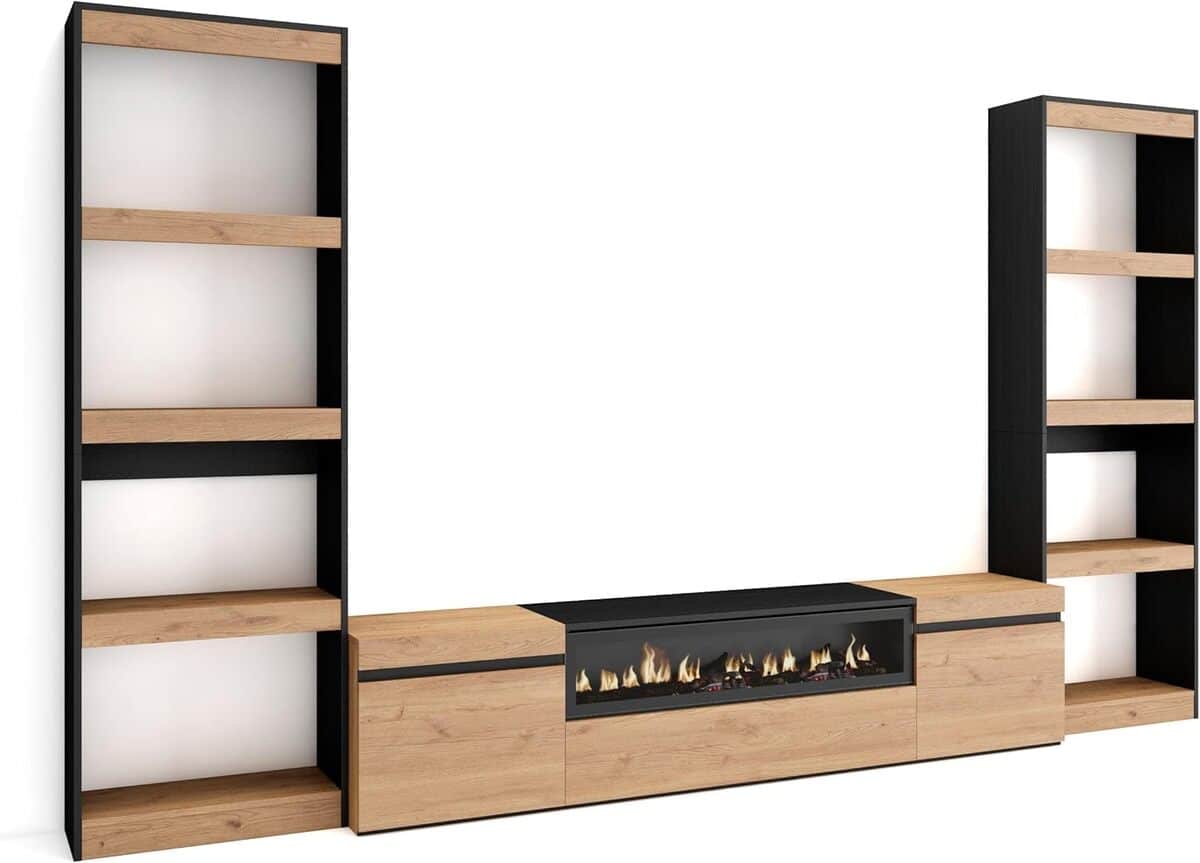 Avis sur l'ensemble meuble TV Skraut Home avec cheminée électrique