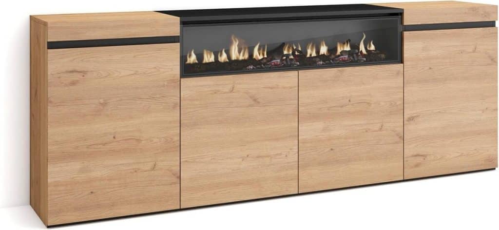 Test du buffet moderne Skraut Home avec cheminée électrique