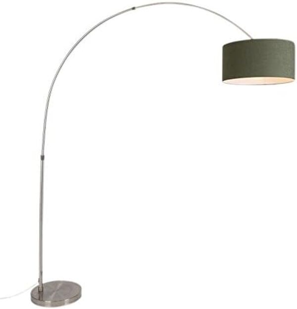 Qazqa Satin - Lampe arquée - 1 lumière - H 2200 mm - Vert - Moderne - éclairage intérieur - Salon I Chambre I Cuisine I Salle à manger
