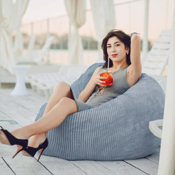 DreamRoots Pouf Poire 80x80x120 cm - Fauteuil Pouf Adulte, Adolescent ou Enfant - Bean Bag Velours Côtelé pour Salon & Chambre