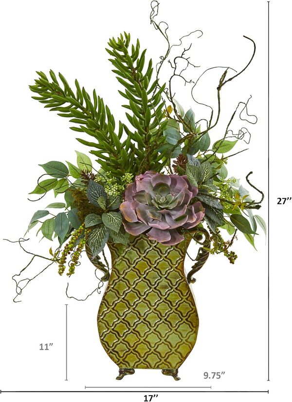 Nearly Natural Plantes artificielles en métal pour Plantes succulentes et Vertes de 68,6 cm