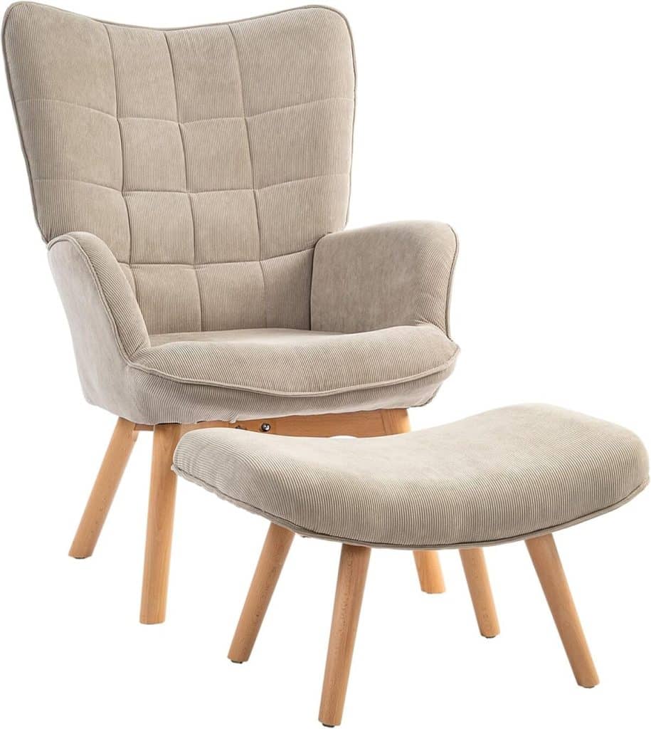 Avis sur le fauteuil HOMCOM avec pouf : design tufté et confort côtelé