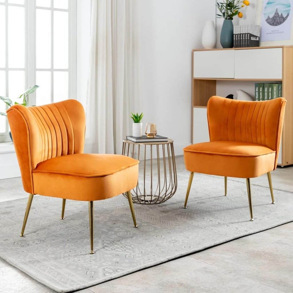 Test des chaises de salon en velours Chairus (lot de 2, orange)