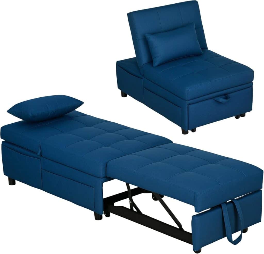 Test du fauteuil convertible HOMCOM 3 en 1 bleu