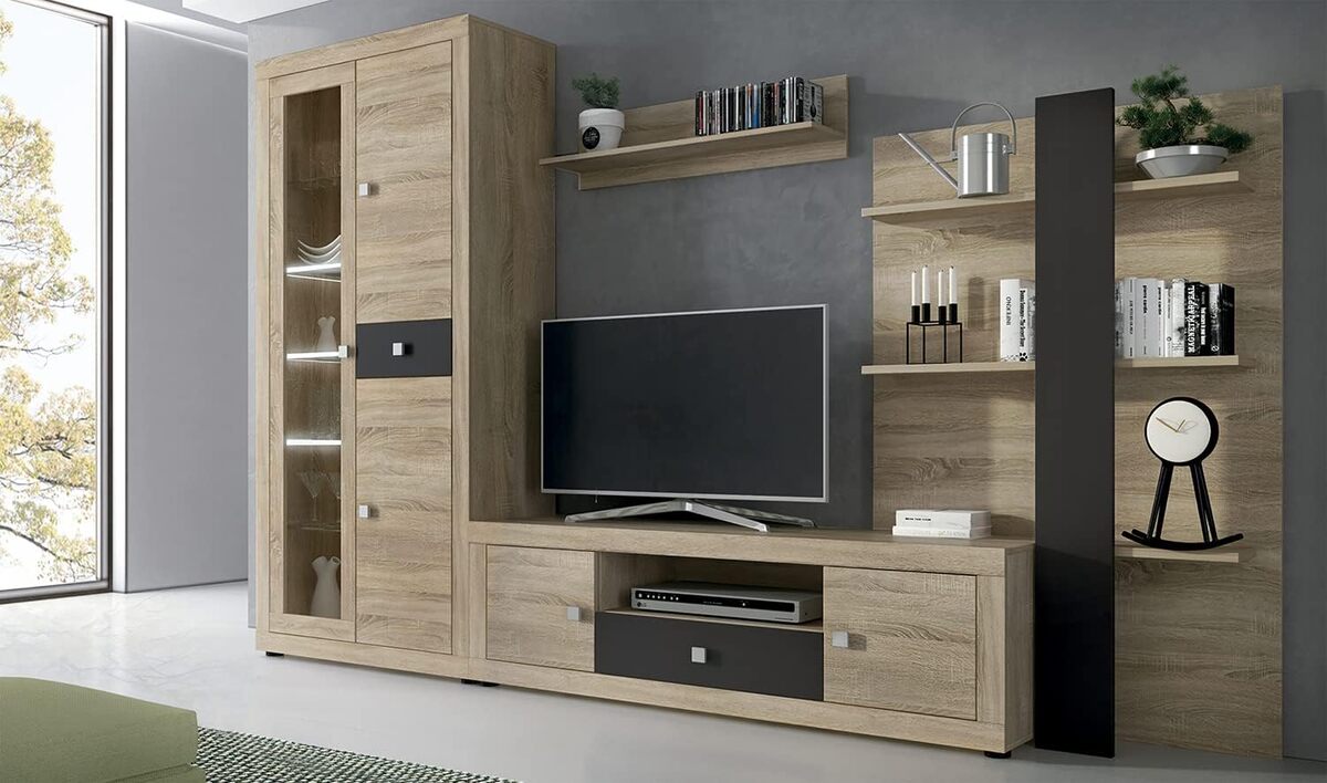 Test : ensemble salon Pegane avec LED et rangement bois chocolat