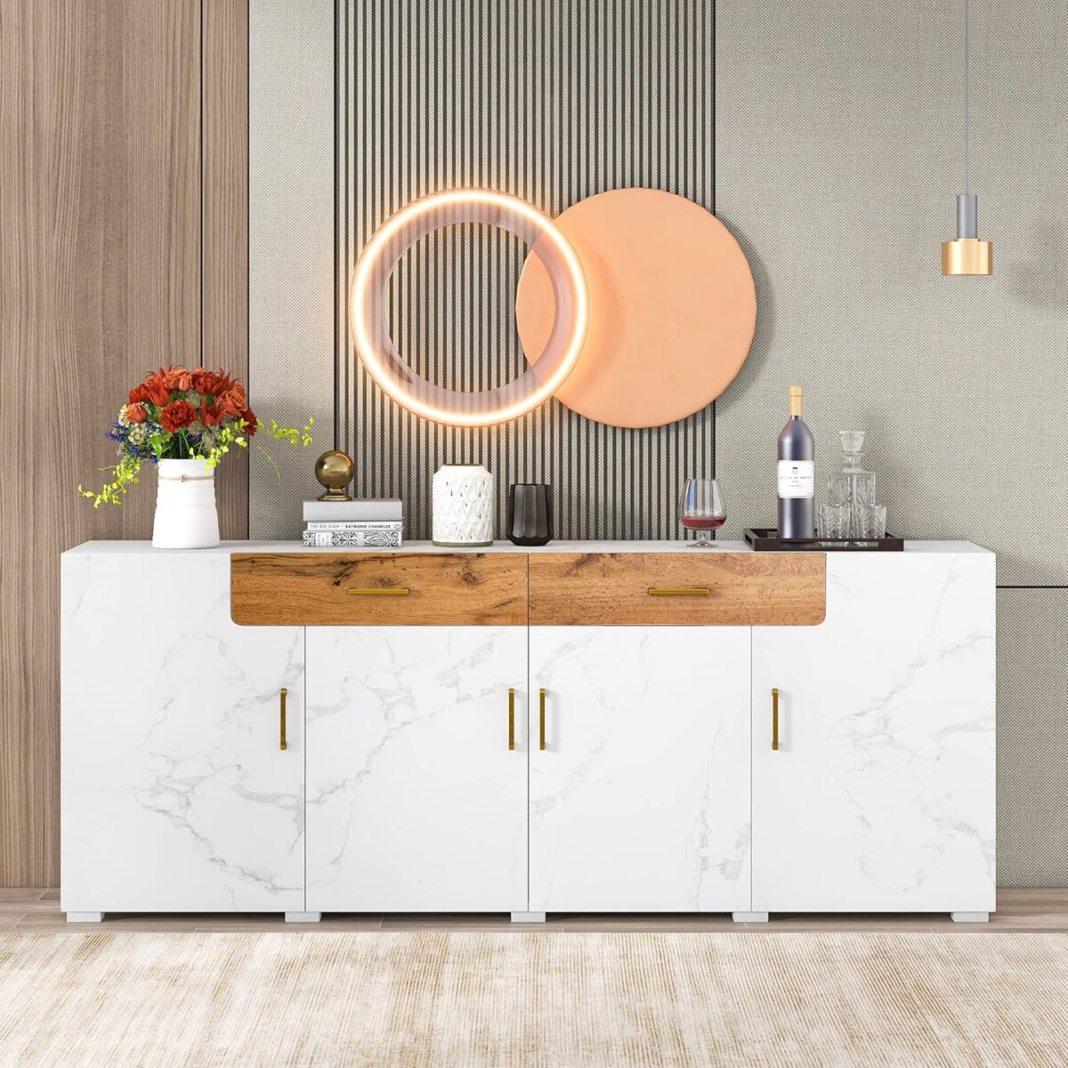 Test : merax buffet moderne 4 portes et 2 tiroirs blanc