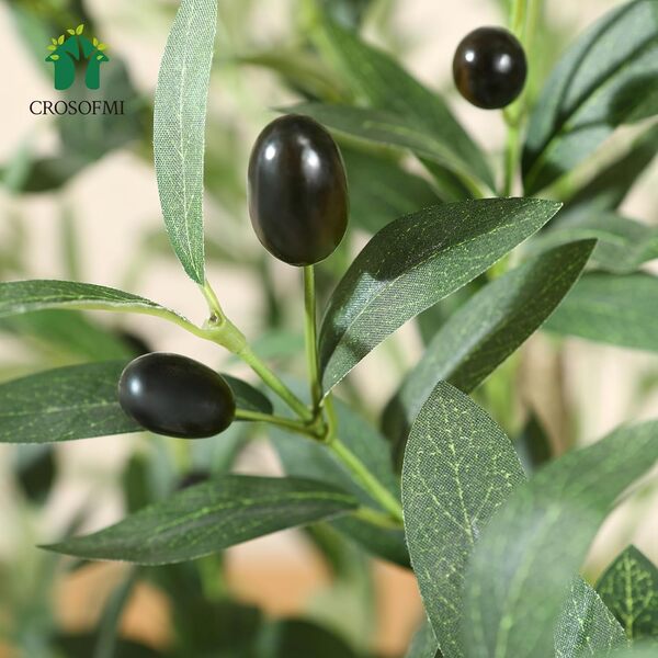 CROSOFMI Olivier Artificiel 120cm en Pot Fausse Plante Verte Décoration pour Intérieur Extérieur Maison Chambre Salon Balcon Cour Jardin