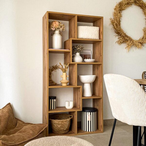 Mobili Fiver, Bibliothèque XS Iacopo (160,8 x 80 cm), Bois Rustique, Étagère Bibliothèque pour Salon, Bureau, Made in Italy