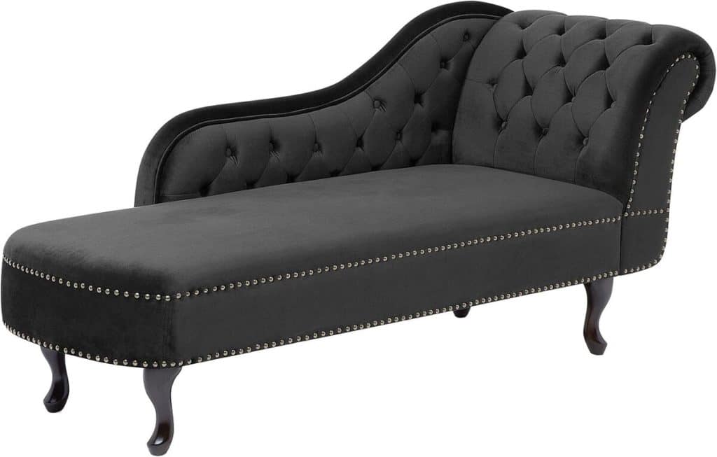 Avis : chaise longue méridienne en velours noir Nimes pour un salon glamour
