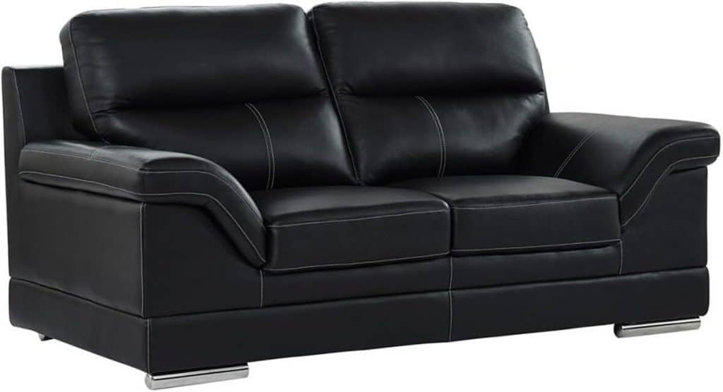 Avis sur le canapé Monika de Vente-unique : 2 places en cuir noir