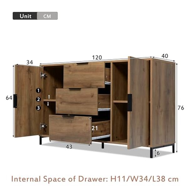 Découvrez le buffet Merax en chêne foncé de 120 cm : une pièce maîtresse pour sublimer votre intérieur avec élégance et fonctionnalité. Profitez d'un design raffiné et d'un espace de rangement optimal.