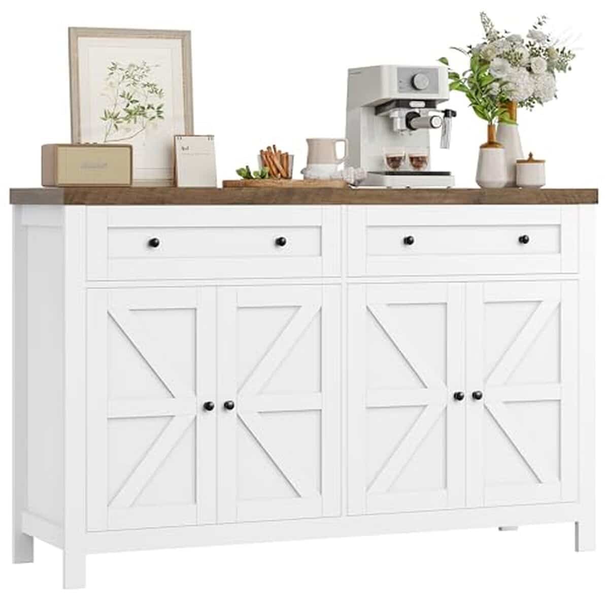 Test du buffet Hocsok 140 cm, meuble de rangement blanc avec étagères réglables