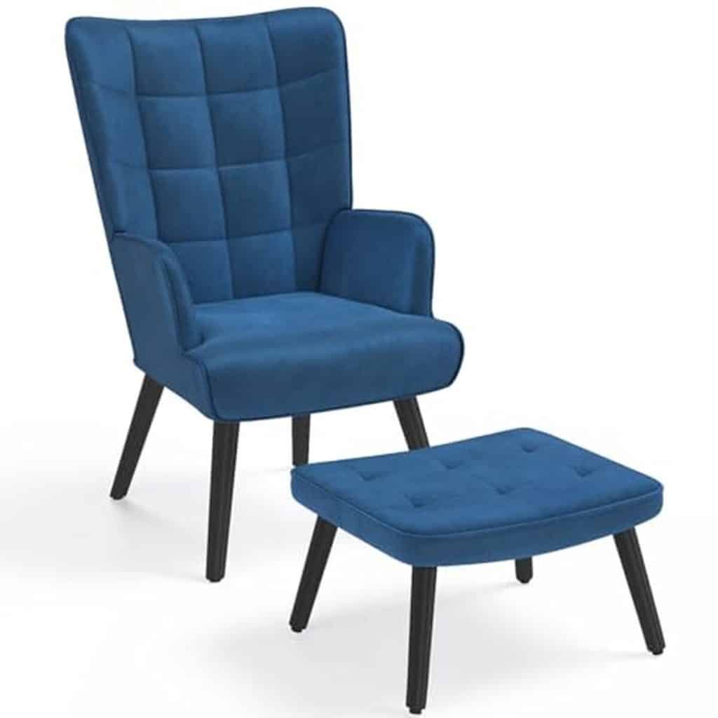 Test fauteuil scandinave ANIA velours bleu IDMarket